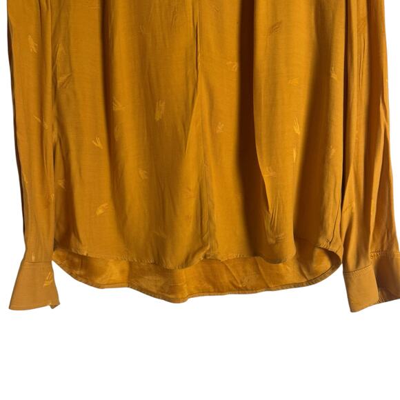 Comptoir des Cotonniers Mustard Yellow Long Sleeve V-Neck Cupro Blouse Size XS - Picture 7 of 11